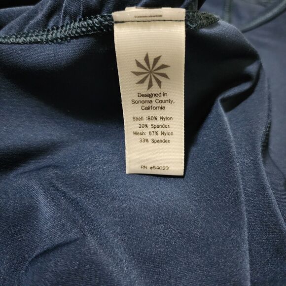 Athleta Womens Long Sleeve Active T-Shirt Navy Blue Crew Neck Thumb-Holes Sz XS - Picture 7 of 8